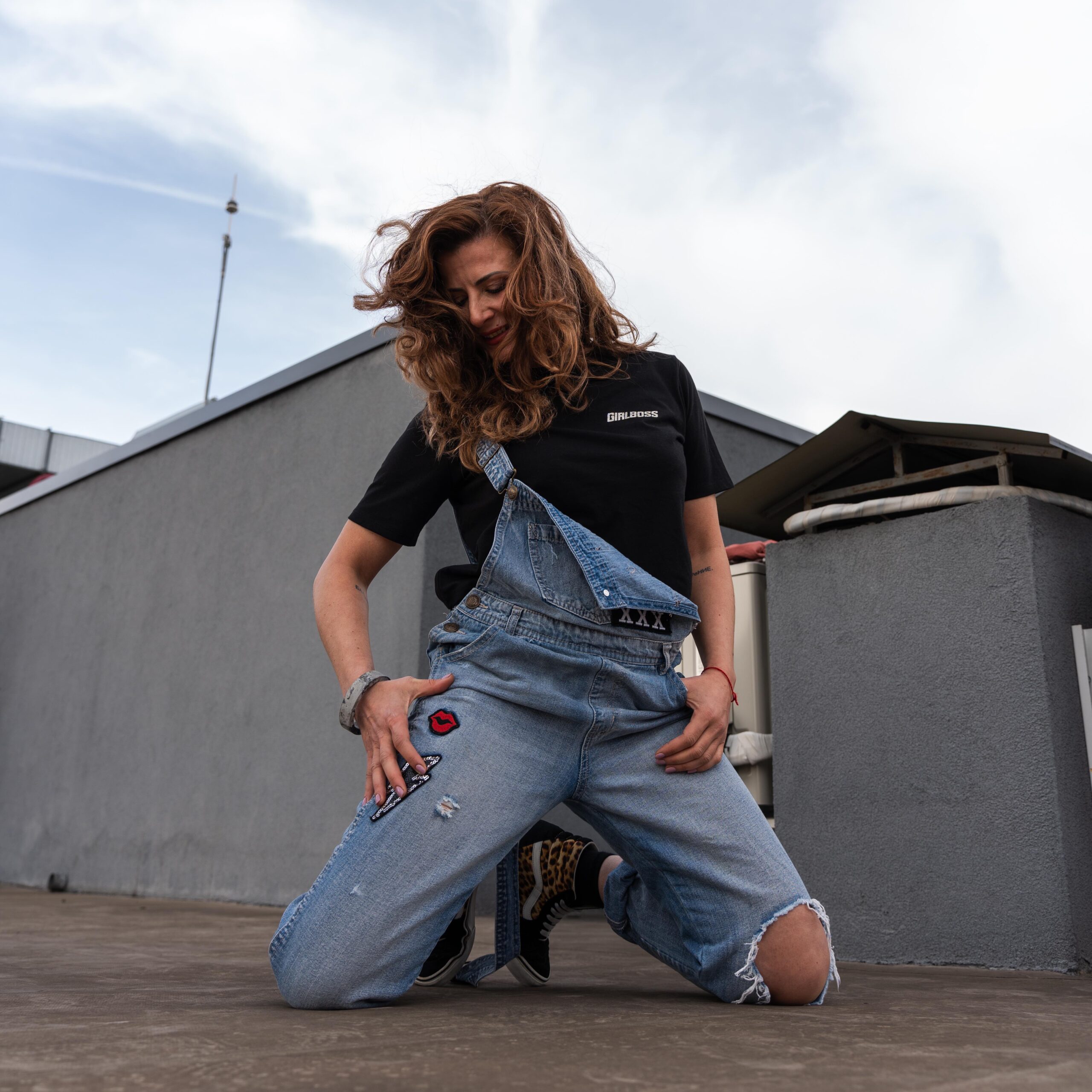 T-Shirt GIRLBOSS Black & Silver Glitter